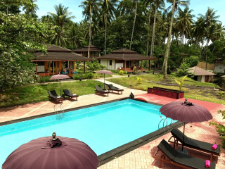 Poolbereich des Dive into Lembeh Sulawesi 