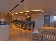 Schiffsbar im Salon der Seascape · Liveaboard Malediven 