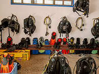 Equipmentraum der Tauchbasis 